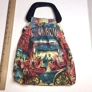 Vintage Handmade Reversible Purse patterns and brown lucite look handles